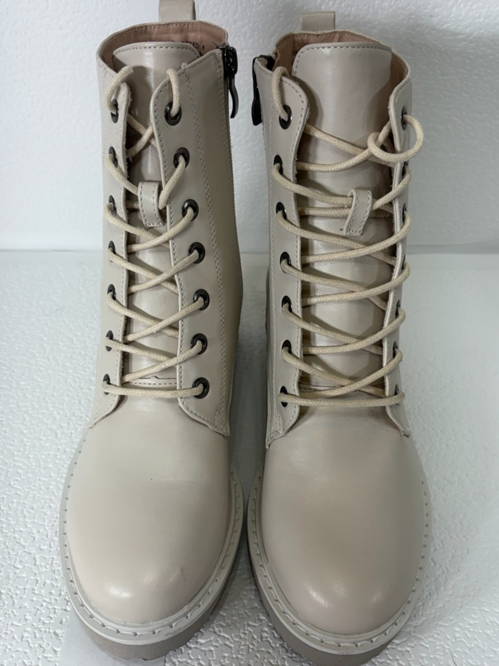Corkys Cream Lace-Up Combat Boots for Women S-142